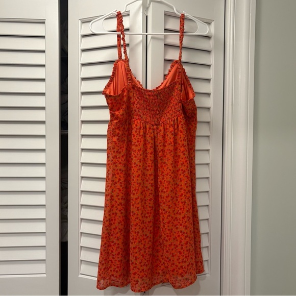 Wild Fable Chiffon Slip Dress Vibrant Orange Floral Size Large Y2K Coquette - Picture 5 of 6